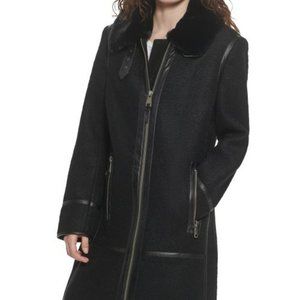 DKNY Black Buckle-Collar Coat, NEW WITHOUT TAGS, Size XXL/20